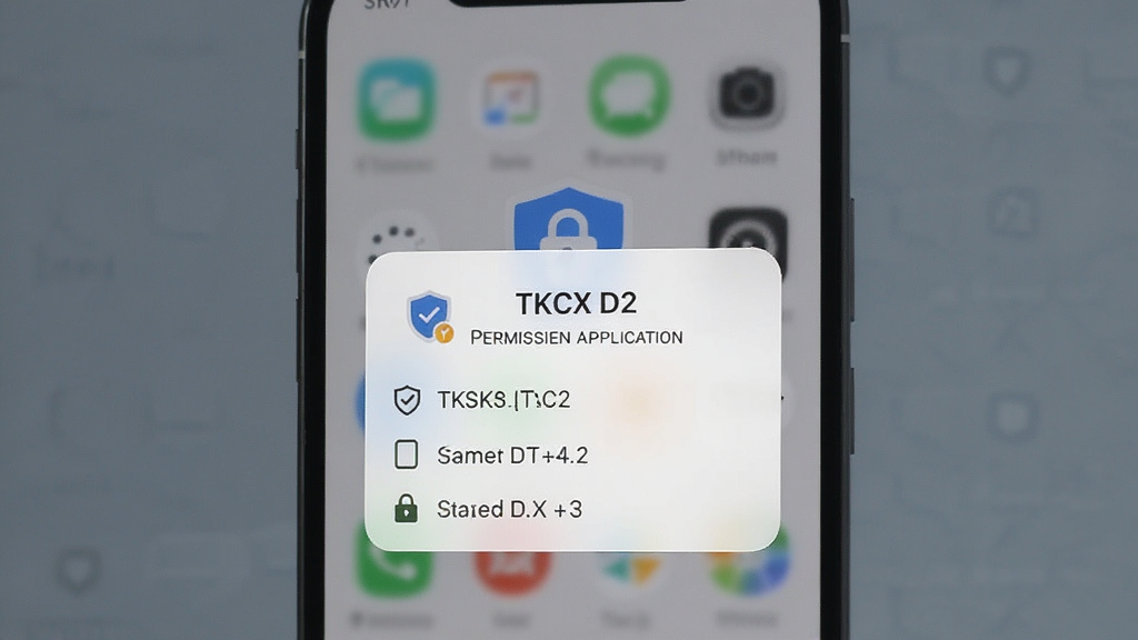 手机屏幕弹出 TKCX D2 权限申请对话框,仅显示少量必要权限选项,主体为手机与权限弹窗,布局居中,风格简洁安全主题设计,细节包含盾牌与锁形图标,画质清晰干净无多余元素