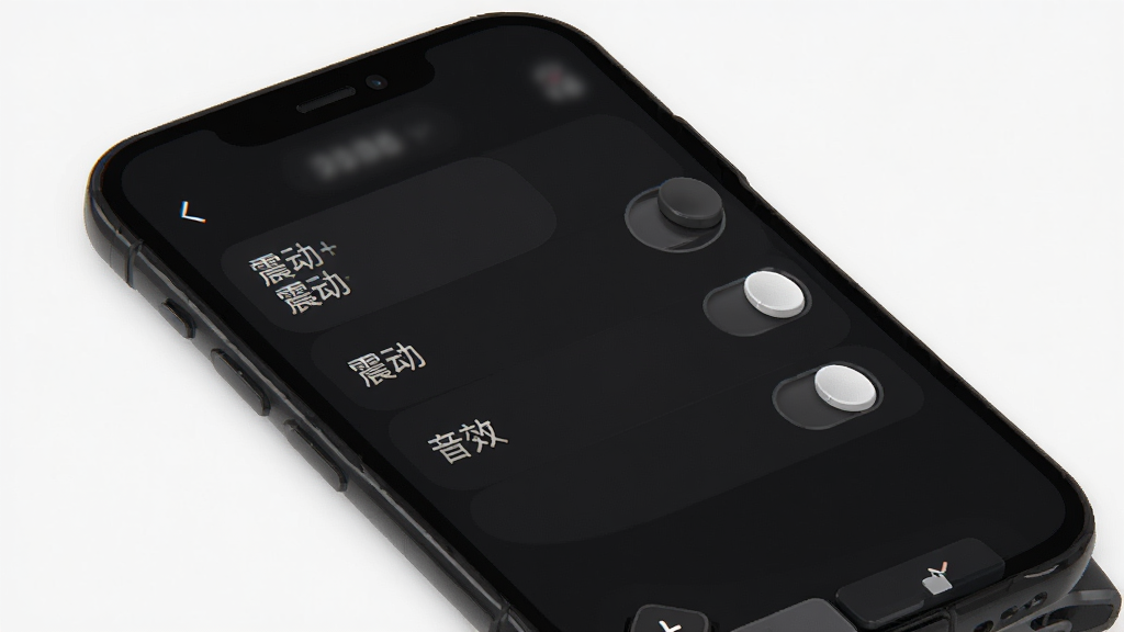 普通计算器软件设置界面图,主体为手机屏幕,布局展示震动与音效开关选项,排版为列表式设置菜单,风格为深色护眼模式,细节上开关按钮具有立体感,画质清晰,画面干净整洁