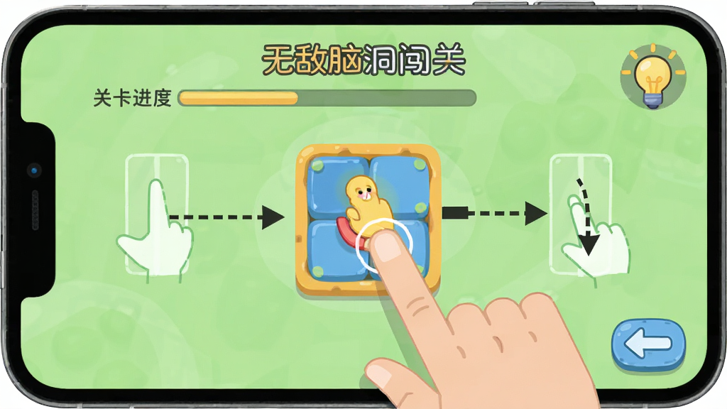 手机游戏操作示意图,画面中展示
