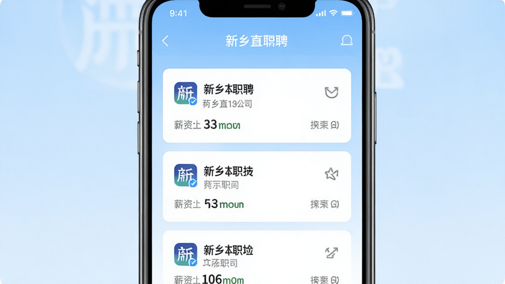 ����ֱƸAPP�����Ƽ����棬�ֻ���Ļ������ʾ���籾��ְλ��Ƭ�б�����Ƭ�ϱ�ע��˾������н�ʷ�Χ������Ϊ����ɫ���䣬������¼�࣬�����������ɾ����޶���Ԫ��