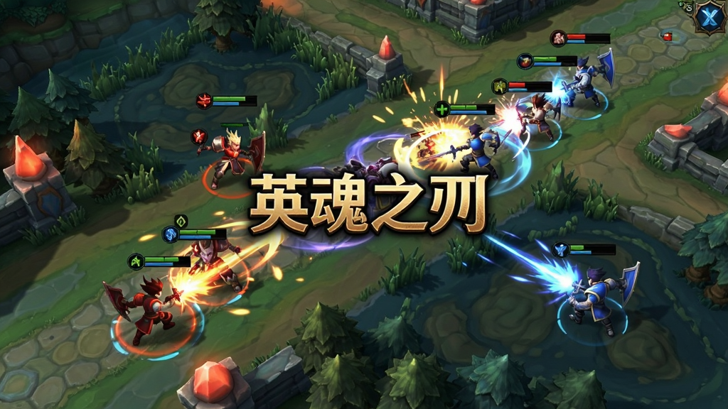 һ��Ӣ��֮��5V5��ս������AI����ͼƬ������չʾ������·��Ұ�����Σ�����˫��Ӣ�����ڼ��ҽ�ս��������Ч���������������С�Ӣ��֮�С����ֱ�ʶ��������Ϊ���ӽ�MOBA��Ϸ��ͼ����ӰЧ�����棬�����������ɾ��޶���Ԫ��