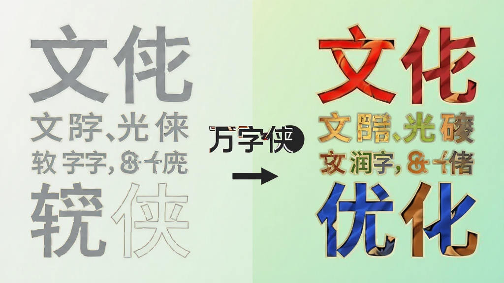 一张文字润色对比效果图,画面左侧为灰色平淡文字,右侧为彩色优化后的文字,中间有“万字侠”软件标志和箭头指示,背景为浅绿色渐变,风格简洁直观,排版左右对称,细节处文字清晰可辨,画质干净,无多余元素