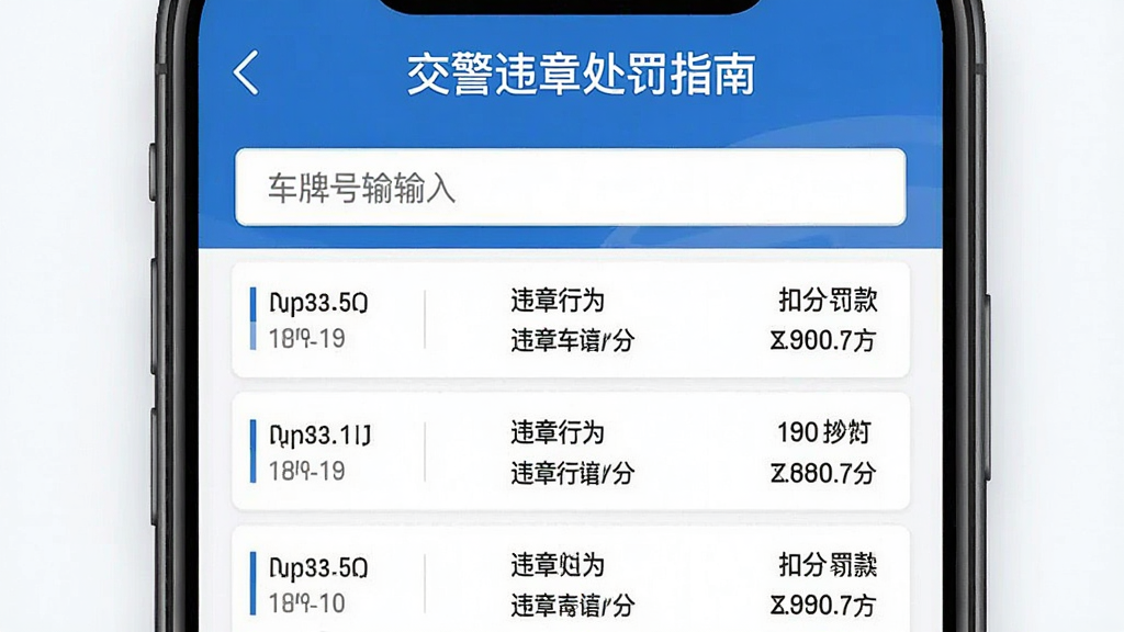 手机应用界面展示违章记录查询结果页面,标题为