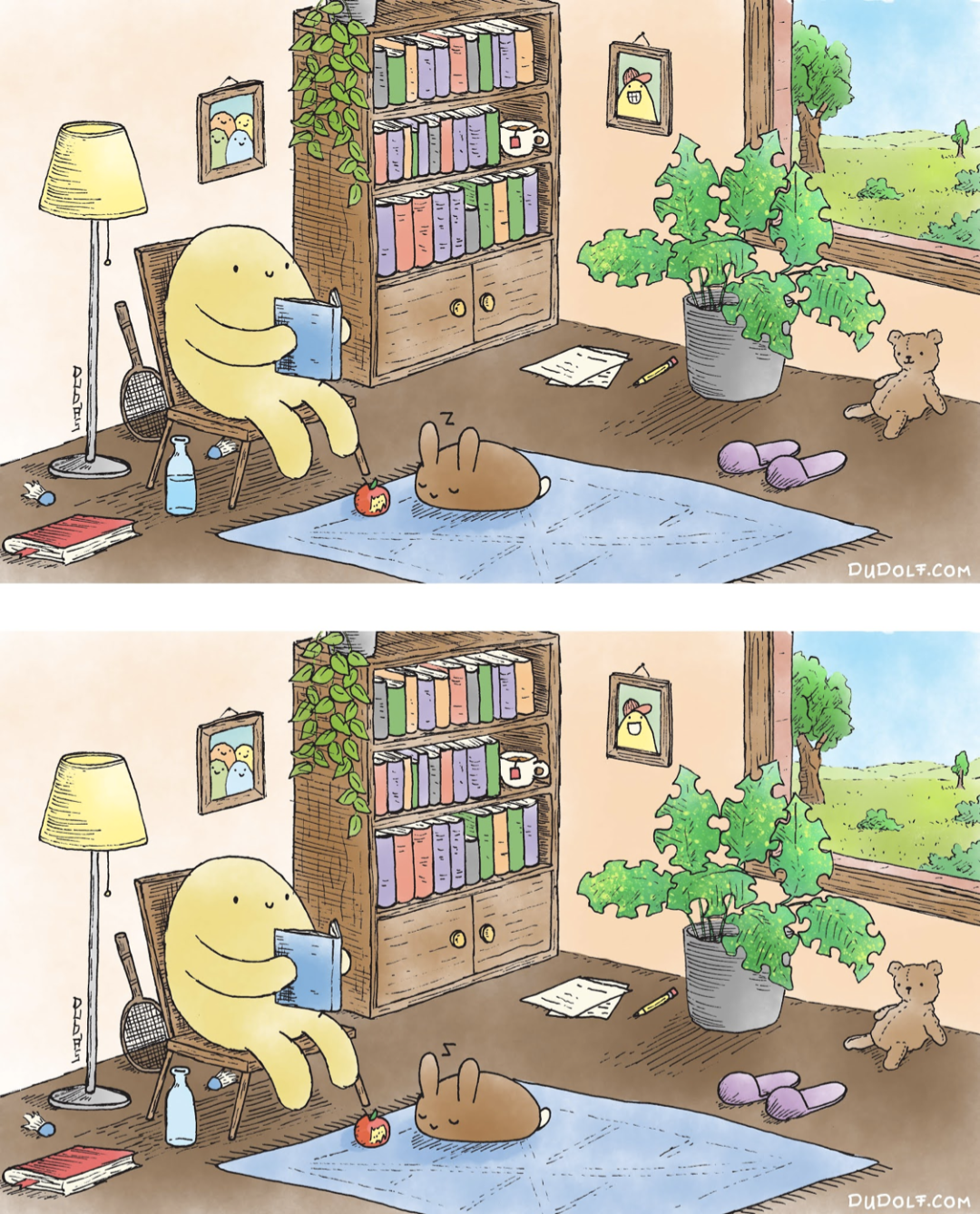 找出不同点 中等难度书架找茬图对比