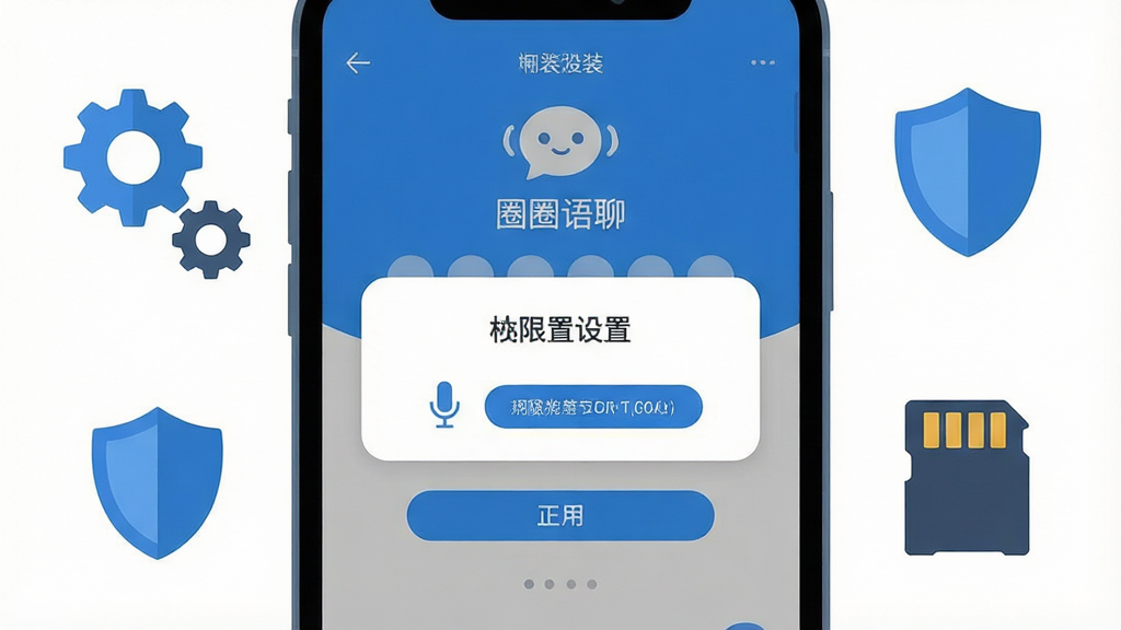 一张展示手机应用安装与权限设置的图片,画面为手机屏幕特写,屏幕上显示
