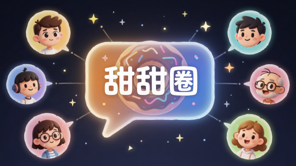 一个充满科技感的聊天场景,画面中心是发光的AI对话气泡,气泡中显示着