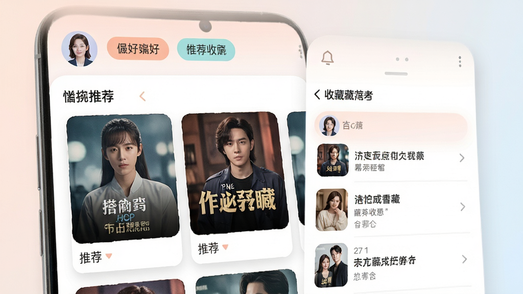 ��Ļ�̾�APP���Ի��Ƽ����ղؽ��棬�ֻ���Ļ��չʾ�Ƽ��缯��Ƭ���ղ��б����������û�ͷ����ƫ�ñ�ǩ��������ɫ��ͣ��������������ʸɾ����޶���Ԫ��