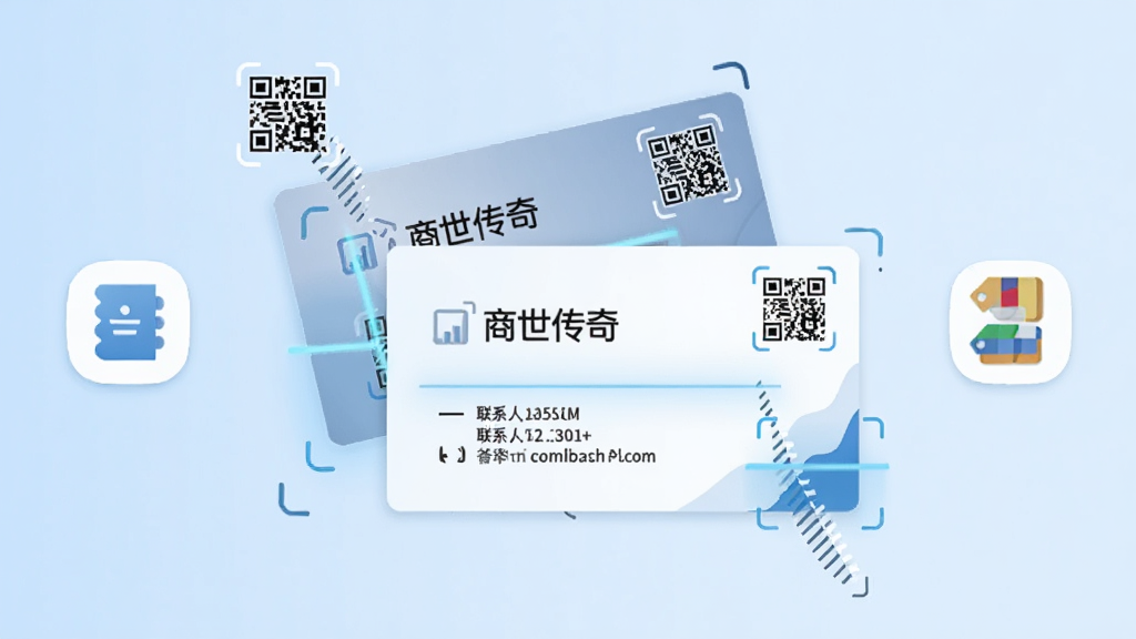 ��������չʾ���ŵ�����Ƭ���ӵ�Ч������Ƭ��д�С��������桱����ϵ����Ϣ����Ƭ��Χ�ж�ά��ͼ���ɨ���ߣ�����Ϊǳ��ɫ���䣬�����ͨѶ¼ͼ�꣬�Ҳ��б�ǩ����ͼ�꣬������Ϊ��Լ����廭�����־��У������������ɾ����޶���Ԫ��