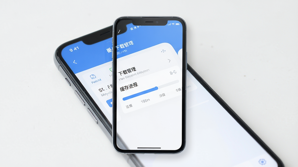 番读小说全免费离线缓存功能展示,手机屏幕显示下载管理界面和缓存进度条,背景是简约的蓝白配色,风格清爽干净,细节精致,画质清晰无多余元素