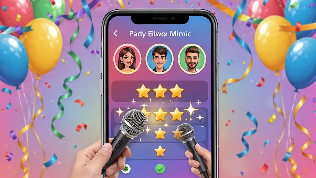 Party Mimic��װ���ɶԻ���ģʽ���棬����Ϊ�ֻ���Ļ��ʾ����ͷ�����������а񣬱���Ϊ�ɶ�������ʴ�װ�Σ����־��У���������֣�ϸ�ڰ�����˷紫�ݶ�����÷���Ч�������������޶���Ԫ��