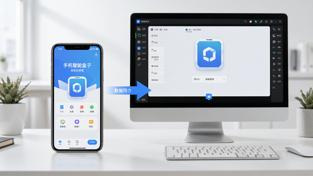 一部手机与一台电脑并排展示,手机屏幕显示