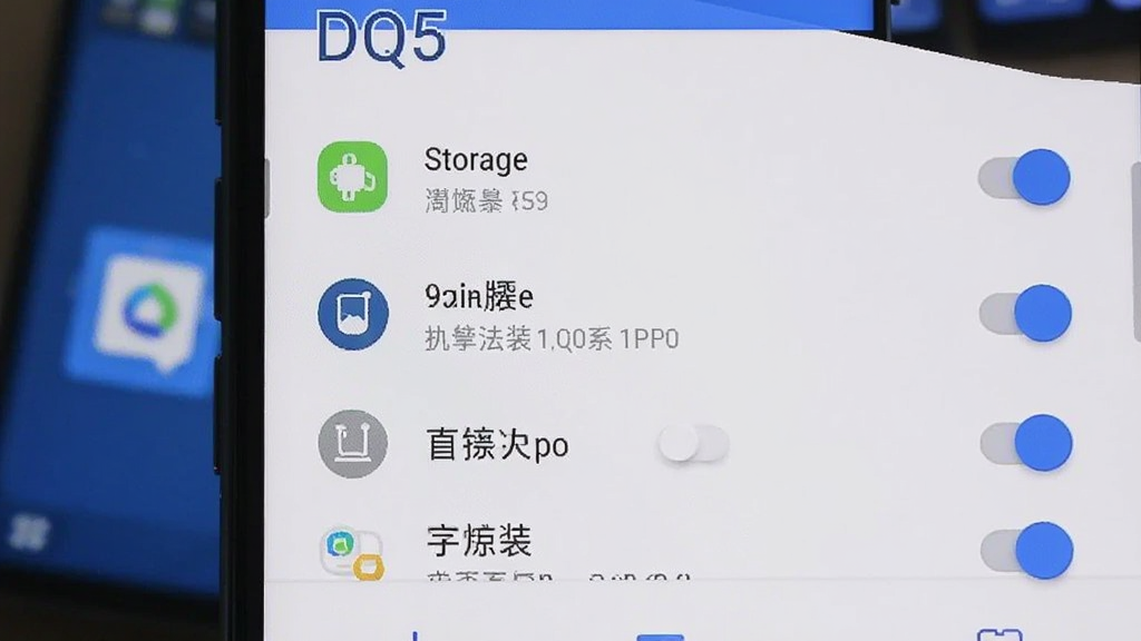 DQ5安卓版安装权限设置界面截图,画面中手机屏幕显示应用权限管理页面,有存储、悬浮窗等权限开关,布局为竖屏手机展示,风格为现代安卓UI,细节包括权限图标和开关按钮,画质清晰干净,无多余元素