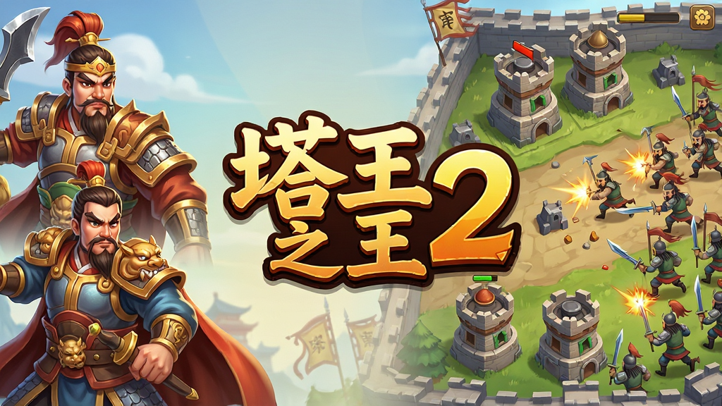 一款以三国为背景的塔防策略手游主界面,画面中央展示