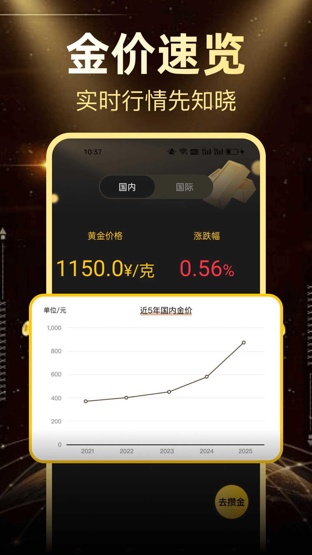 黄金价格一键查 安卓版 应用界面截图