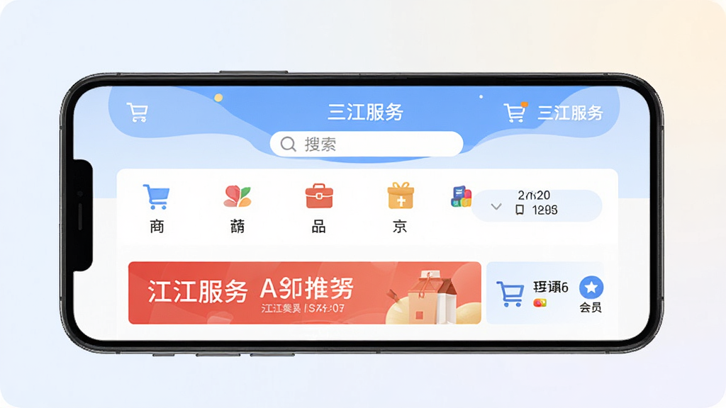 ��������APP�ٷ�����չʾ������Ϊһ�������ֻ���Ļ����Ļ�ڳ�����������Ӧ����ҳ��������Ʒ����ͼ�ꡢ�������ʹ�����������ּ���������Ű���У����Ϊ�ִ���ƽ����ƣ�ϸ�ڰ������ﳵͼ��ͻ�Ա��ڣ����������ɾ����޶���Ԫ�أ�����Ϊǳɫ���䣬������������