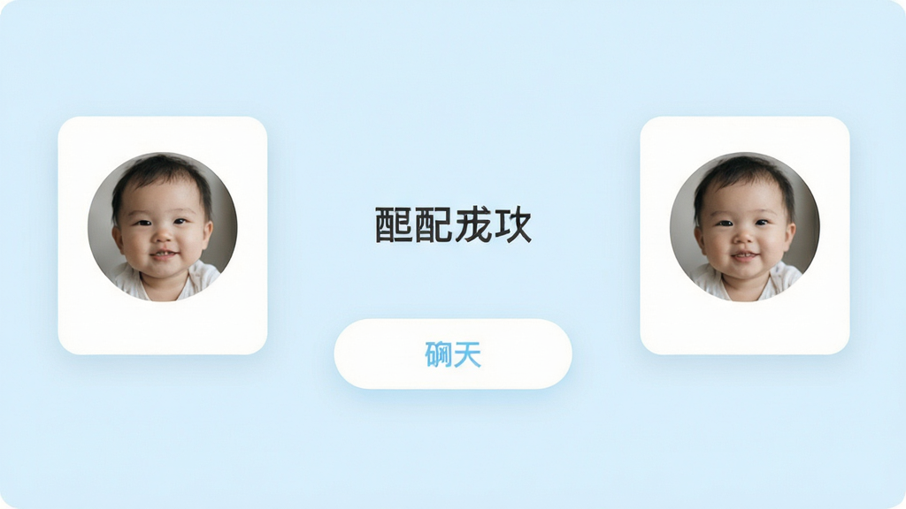 遇宝宝应用界面中展示真实聊天匹配页面,主体为两个用户头像卡片左右排列,中间显示匹配成功文字与聊天按钮,布局居中对齐,排版简洁清晰,风格为清新浅色系社交应用界面,细节包含圆形头像、柔和按钮、淡蓝背景,画质高清,干净,无多余元素