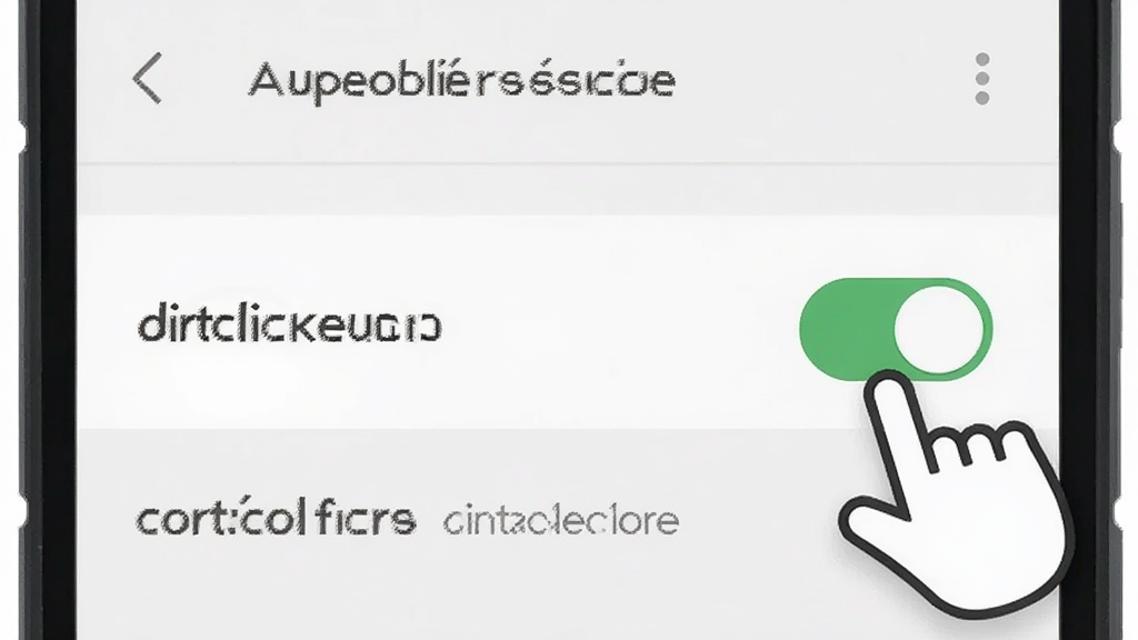 一部安卓手机屏幕上显示无障碍服务设置页面,页面中dirtclicker点击器的开关处于开启状态,旁边有手指图标指向该开关,背景为浅色系统设置界面,布局居中,风格为扁平化插画风,细节包括开关的高亮效果和简洁的文字标签,画质清晰,画面干净,无多余元素