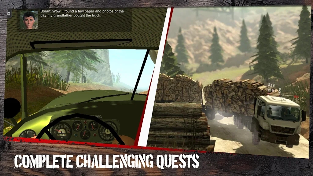越野货运牵引车模拟(OffroadCargoTractorTrolleySimulator) 低速四驱爬坡操作画面