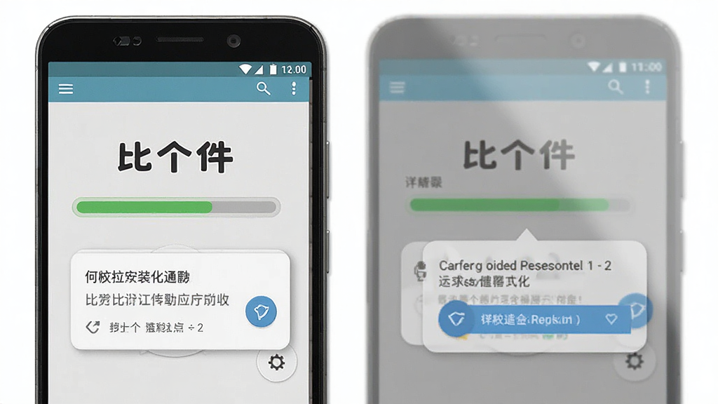 一张展示比个件应用在安卓手机上安装过程的示意图,画面中包含手机屏幕、安装进度条、权限提示弹窗等元素,屏幕中带有“比个件”文字,整体风格写实,画质清晰,无杂乱元素