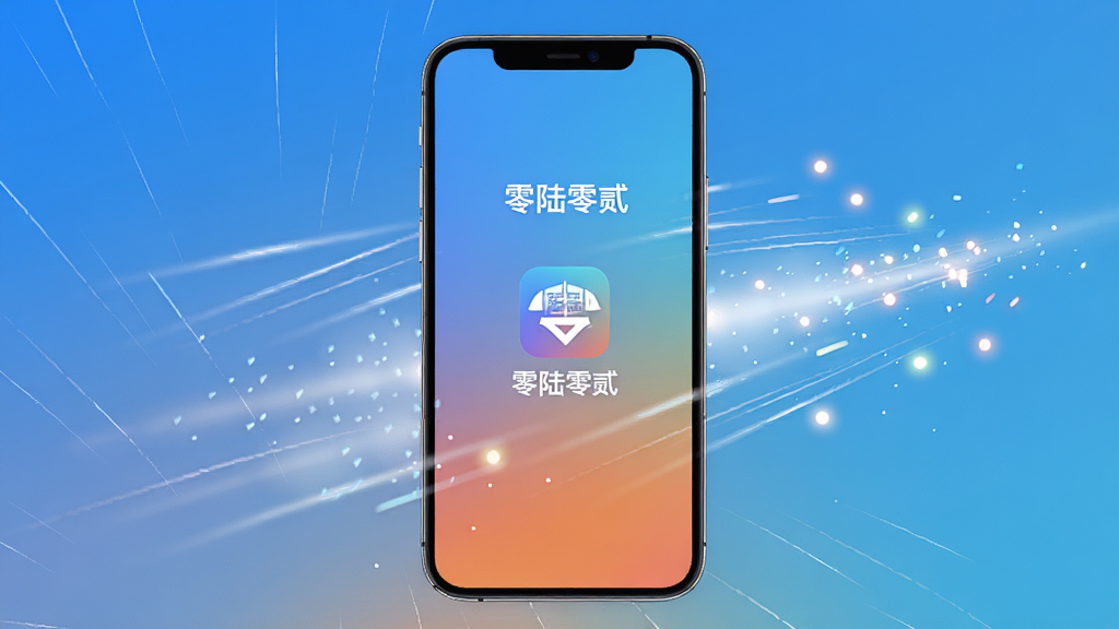 画面中一部手机正面竖放,屏幕显示“零陆零贰”启动界面,界面中央有应用图标和名称“零陆零贰”,背景为纯色渐变。手机周围有速度线条和光点效果,象征流畅快速。风格为清新极简风,细节干净,画质高清,无多余元素。