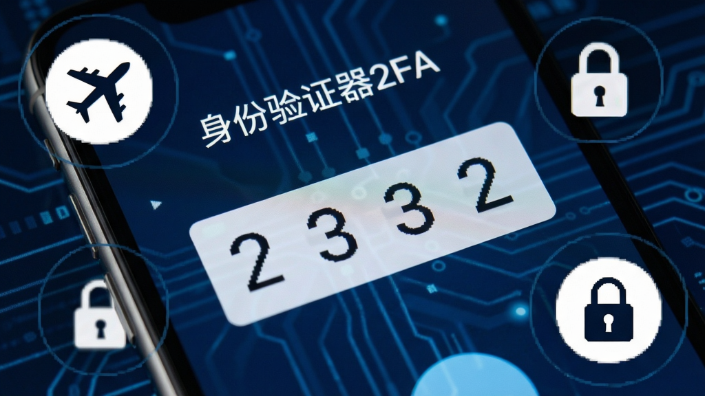 身份验证器2FA应用在离线状态下生成动态验证码的界面特写,手机屏幕显示
