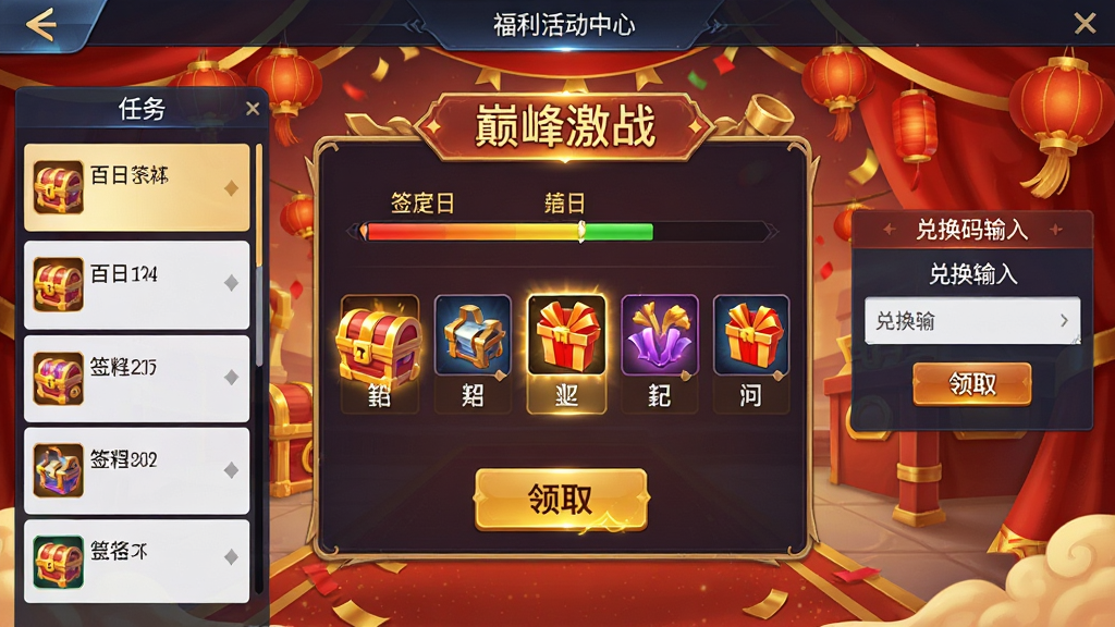 游戏内福利活动中心界面,画面中央为