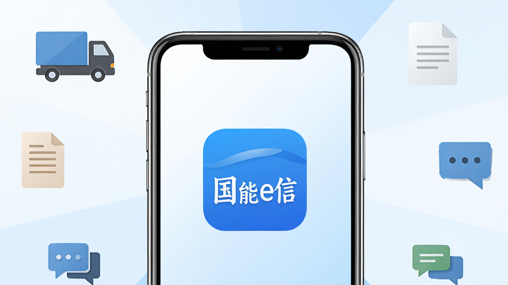 画面中央展示一部智能手机,手机屏幕亮起显示一款名为