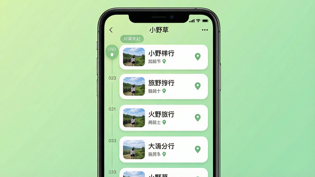 一张展示手机屏幕内时间轴界面的图片,主体为