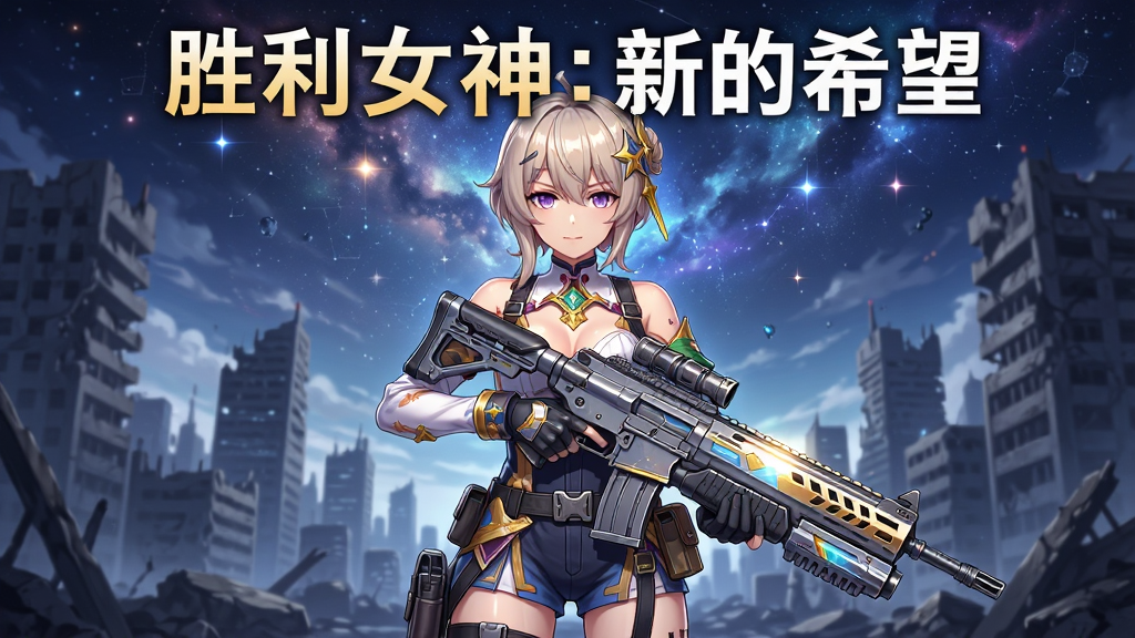 ���������ǡ�ʤ��Ů���µ�ϣ������Ϸ�����棬����Ϊһλ�ֳֿƻò�ǹ�Ķ���Ԫ����Ů��ɫ������Ϊĩ�����з�����Ѥ���ǿգ����ֲ������ĶԳƹ�ͼ���Ű��Ϸ�������Ϸ�������֡�ʤ��Ů���µ�ϣ���������Ϊ��������ϵ����Ԫ�廭��ϸ�ڰ�����ɫ��װ������ǹе�������󡢱�����Ӱ��Σ�����Ϊ4K���塢�ɾ����޶���Ԫ��