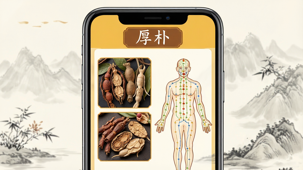 一个手机屏幕展示中医学习应用界面,应用名称为