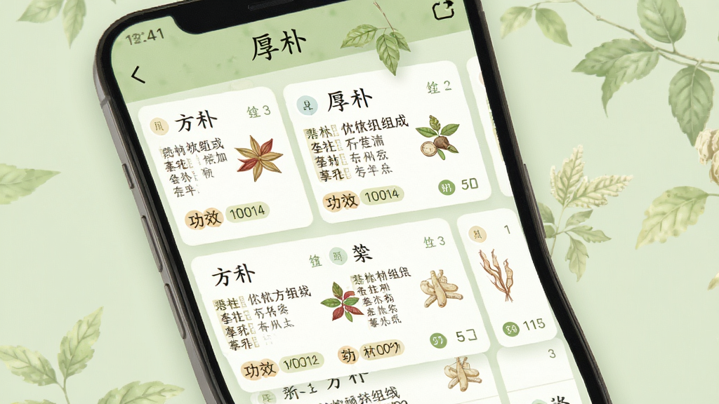 手机屏幕展示方剂查询功能界面,应用名称为