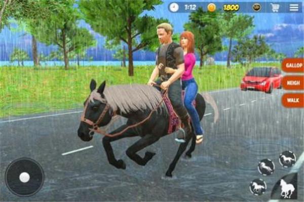 越野马的士模拟器(Offroad Horse Taxi Simulator game) 泥地雪地驾驶乘客反应画面