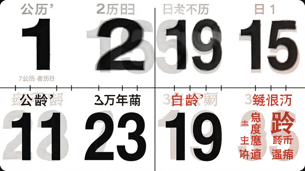 银龄大字万年历超大字体日历界面,画面主体为特大号数字日期和农历文字,布局上公历农历上下排列,风格简洁适老,细节突出字体粗细对比和间距留白,画质清晰干净,无多余元素