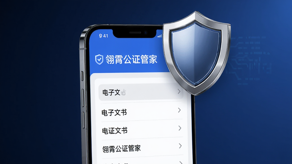 主体为一部手机和一个盾牌图标,手机屏幕显示